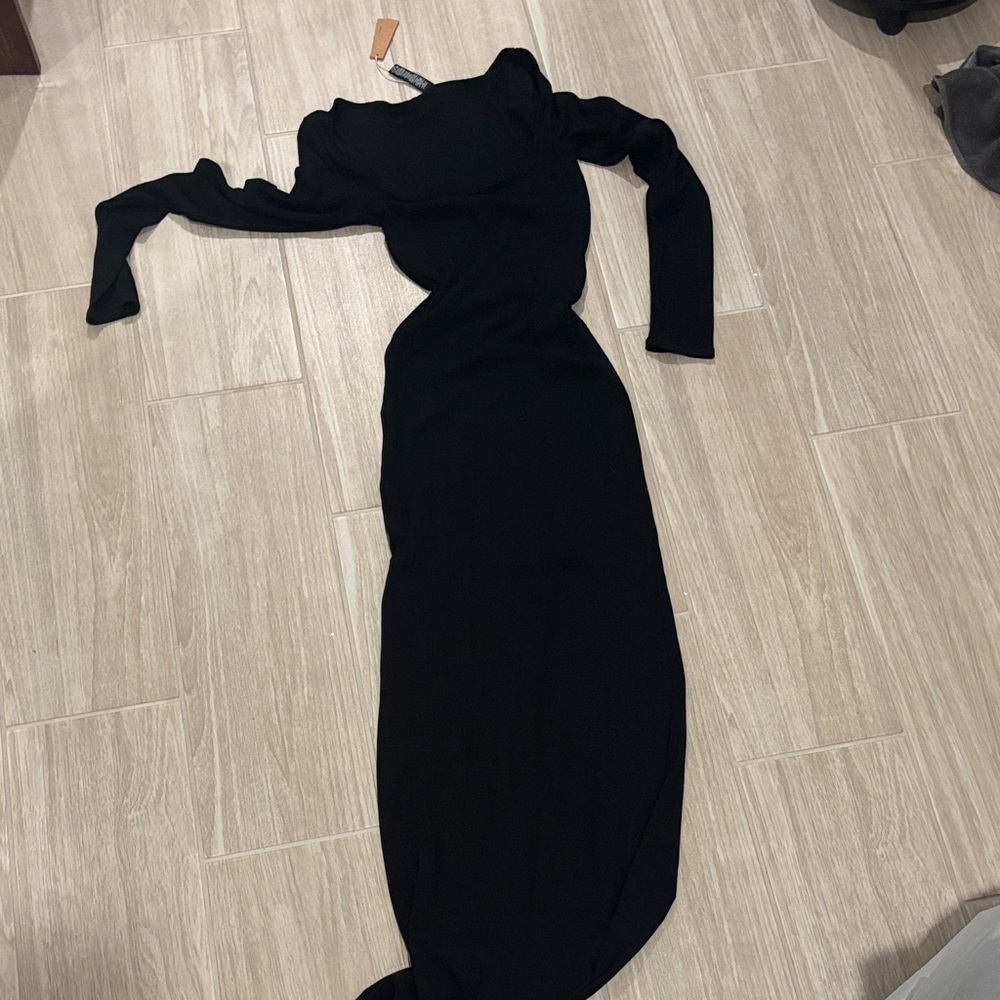 SKIMS Black Long Sleeve Dress